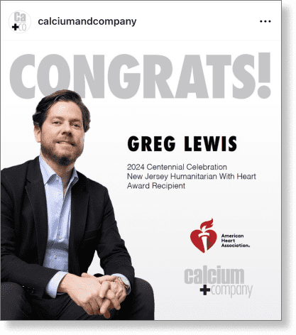 Celebrating Greg's American Heart Association Award Instgram post