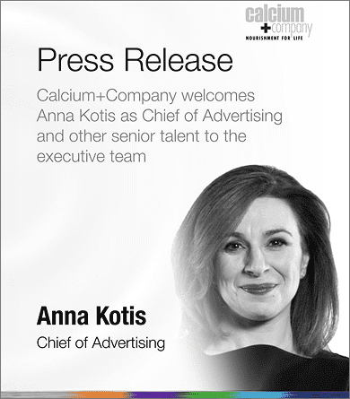 Anna Kotis named Calcium+Company Chief of Advertising LinkedIn post